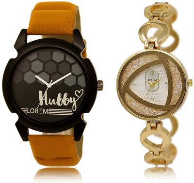 

LOREM SR-32-239 Attractive Silver & Black Round Boy's & Girl's Metal Bracelet & Leather Watch - For Men & Women