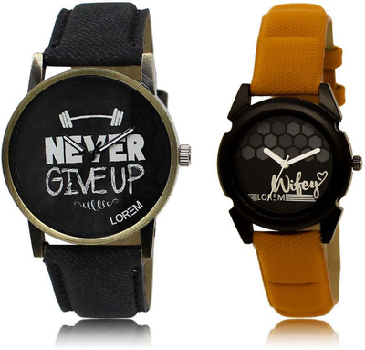 

LOREM SR-27-235 Attractive Black Round Boy's & Girl's Leather Watch - For Men & Women