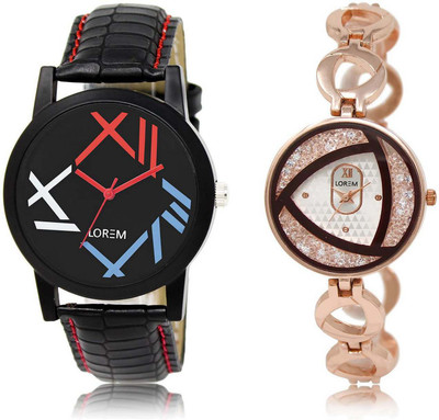 

LOREM SR-12-238 Attractive Multicolor Round Boy's & Girl's Metal Bracelet & Leather Watch - For Men & Women