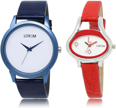 

LOREM SR-33-206 Attractive White Oval & Round Boy's & Girl's Leather Watch - For Men & Women