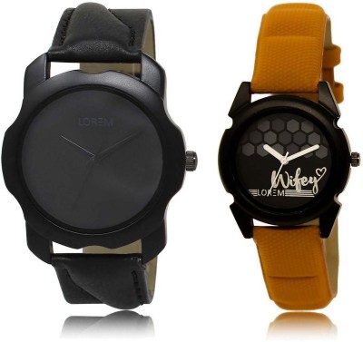 

LOREM SR-22-235 Attractive Black Round Boy's & Girl's Leather Watch - For Men & Women