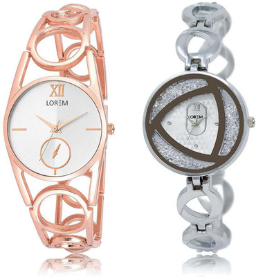 

LOREM SR-213-240 Attractive White Round Girl's Metal Bracelet Watch - For Women