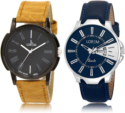 

LOREM SR-19-23 Attractive Silver & Black Round Boy's Leather Hybrid Watch - For Men