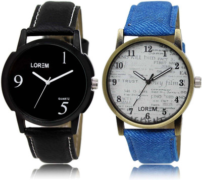 

LOREM OM-6-28 Designer White & Black Round Boy's Leather Watch - For Men
