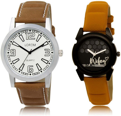 

LOREM SR-15-235 Attractive Black & White Round Boy's & Girl's Leather Watch - For Men & Women