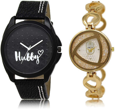 

LOREM SR-31-239 Attractive Silver & Black Round Boy's & Girl's Metal Bracelet & Leather Watch - For Men