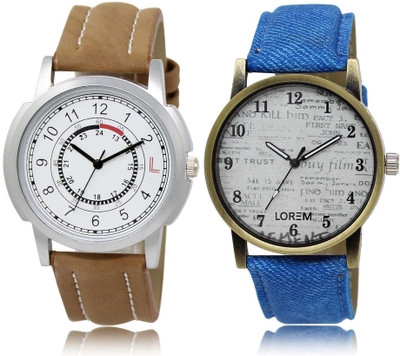 

LOREM SR-17-28 Attractive White Round Boy's Leather Watch - For Men
