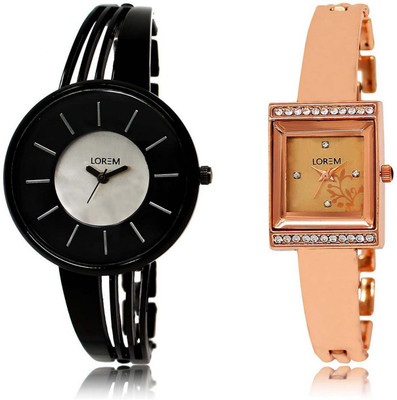 

LOREM OM-212-220 Designer Multicolor Square & Round Girl's Metal Bracelet Watch - For Women