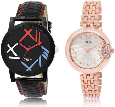 

LOREM SR-12-228 Attractive Multicolor Round Boy's & Girl's Metal Bracelet & Leather Watch - For Men & Women