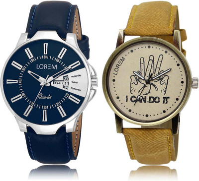 

LOREM SR-23-30 Attractive Grey & Blue Round Boy's Leather Watch - For Men