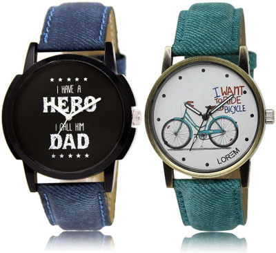 

LOREM SR-7-229 Attractive White & Black Round Boy's & Girl's Leather Watch - For Men & Women