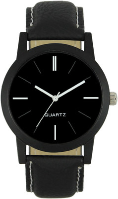 DURVA RETAIL Black Dial Casula Looking genuine Leather Watch BLACK Watch - For Boys