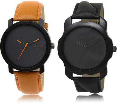 

LOREM SR-20-22 Attractive Black Round Boy's Leather Watch - For Men