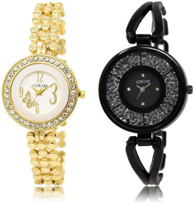 

LOREM SR-203-211 Attractive Multicolor Round Girl's Metal Bracelet Watch - For Women