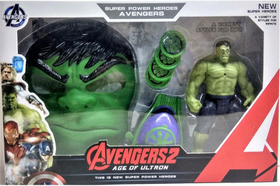 

Darling Toys 3 in 1 Avengers Hulk Action Figure with Mask and Disk Launcher Gift for Kids(Multicolor)