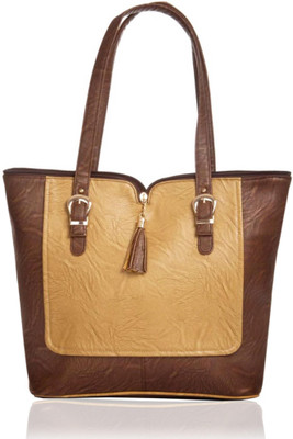 

Dutty Faux Leather Solid Coffee Brown Zipper Closure Tote Bag Shoulder Bag(Brown, 5 L)