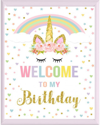 Theme My Party Unicorn Welcome Banner For Birthday Party Banner(10 ft, Pack of 1)