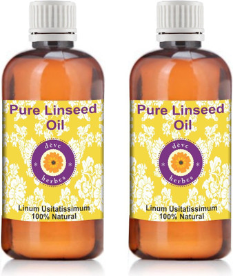 

DVe Herbes Pure Linseed Oil - Pack Of Two (100ml + 100ml) Linum Usitatissimum 100% Natural Cold Pressed(200 ml)