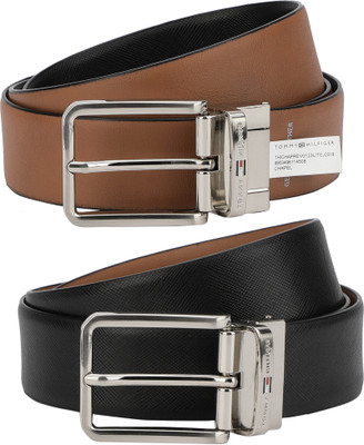 

Tommy Hilfiger Men Tan, Black Genuine Leather Reversible Belt, Black/tan