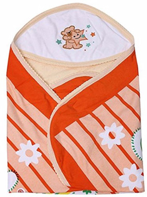 

Guru Kripa Baby Products Self Design  Hooded Baby Blanket(Cotton, Orange