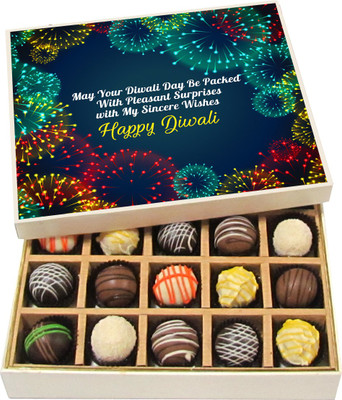 

Chocholik Diwali Sweets - May Your Diwali Day Be Packed With Pleasant Surprises - White, Dark, Milk Chocolate Truffles - 20pc Truffles(300 g)