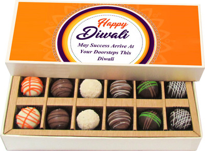 

Chocholik Diwali Sweets - May Success Arrive At Your Doorsteps This Diwali - White, Dark, Milk Chocolate Truffles - 12pc Truffles(180 g)