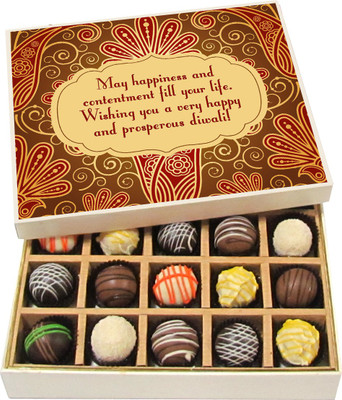 

Chocholik Diwali Gifts -May Happiness And Contentment Fill Your Life. - Dark, Milk, White Chocolate Truffles - 20pc Truffles(300 g)