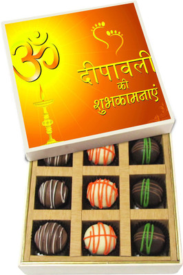 

Chocholik Diwali Gifts - Diwali Ki Shubhkamnaye - White, Dark, Milk Chocolate Truffles - 9pc Truffles(135 g)