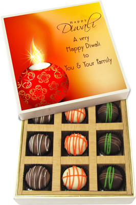 

Chocholik Diwali Gifts - A Very Happy Diwali To You & Your Family - White, Dark, Milk Chocolate Truffles - 9pc Truffles(135 g)