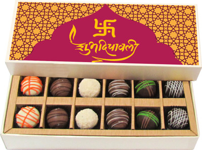 

Chocholik Diwali Gifts -Shubh Deepawali To You And Your Family - Dark, Milk, White Chocolate Truffles - 12pc Truffles(180 g)