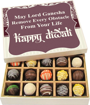 

Chocholik Diwali Gifts - May Lord Ganesha Remove Every Obstacle - White, Dark, Milk Chocolate Truffles - 20pc Truffles(300 g)