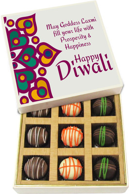 

Chocholik Diwali Gifts -May Goddess Laxmi Fill Your Life With Prosperity - Dark, Milk, White Chocolate Truffles - 9pc Truffles(135 g)