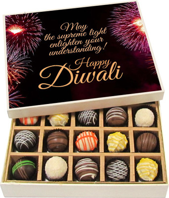 

Chocholik Diwali Gifts -May The Supreme Light Enlighten Your Understanding! - Dark, Milk, White Chocolate Truffles - 20pc Truffles(300 g)