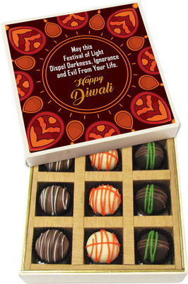 

Chocholik Diwali Sweets - May This Festival Of Light Dispel Evil From Your Life - White, Dark, Milk Chocolate Truffles - 9pc Truffles(135 g)