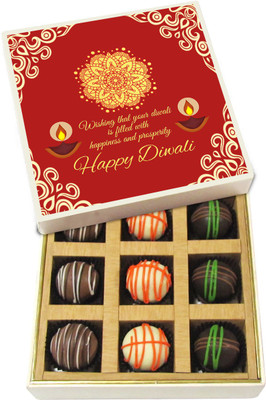 

Chocholik Diwali Gifts -Wishing That Your Diwali Is Filled With Happiness - Dark, Milk, White Chocolate Truffles - 9pc Truffles(135 g)
