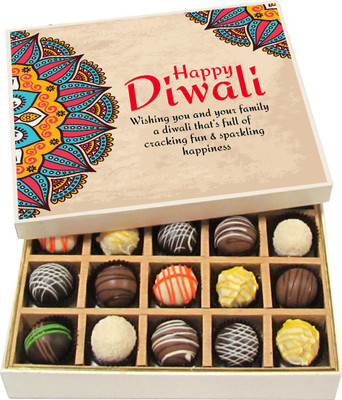 

Chocholik Diwali Gifts -Wishing You And Your Family A Diwali That's Full Of Cracking Fun - Dark, Milk, White Chocolate Truffles - 20pc Truffles(300 g)