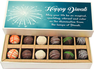 

Chocholik Diwali Sweets - May Your Life Be As Magical, Sparkling, Vibrant And Color - White, Dark, Milk Chocolate Truffles - 12pc Truffles(180 g)