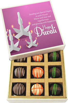 

Chocholik Diwali Gifts - Sending You A Special Diya... - White, Dark, Milk Chocolate Truffles - 9pc Truffles(135 g)
