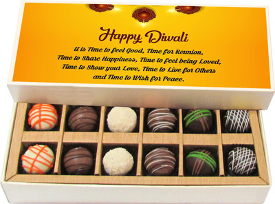 

Chocholik Diwali Sweets - It Is Time To Feel Good, Time For Reunion - White, Dark, Milk Chocolate Truffles - 12pc Truffles(180 g)