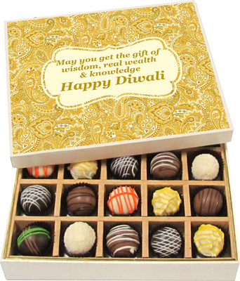 

Chocholik Diwali Gifts -May You Get The Gift Of Wisdom, Real Wealth & Knowledge - Dark, Milk, White Chocolate Truffles - 20pc Truffles(300 g)