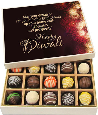 

Chocholik Diwali Gifts -Rangoli Of Lights Brightening Up Your Home - Dark, Milk, White Chocolate Truffles - 20pc Truffles(300 g)