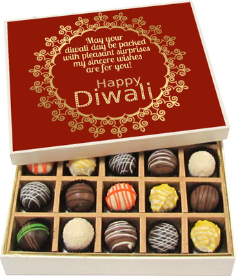 

Chocholik Diwali Gifts -May Your Diwali Day Be Packed With Pleasant Surprises - Dark, Milk, White Chocolate Truffles - 20pc Truffles(300 g)