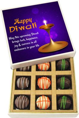 

Chocholik Diwali Sweets - May This Upcoming Diwali Brings Luck, Happiness - White, Dark, Milk Chocolate Truffles - 9pc Truffles(135 g)