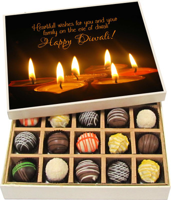 

Chocholik Diwali Gifts -Heartful Wishes For You & Your Family On The Eve Of Diwali - Dark, Milk, White Chocolate Truffles - 20pc Truffles(300 g)