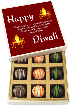 

Chocholik Diwali Gifts -May Every Aspect Of Your Life Become As Luminous - Dark, Milk, White Chocolate Truffles - 9pc Truffles(135 g)