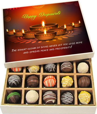 

Chocholik Diwali Sweets - The Bright Gleam Of Diyas Never Let You Lose Hope - White, Dark, Milk Chocolate Truffles - 20pc Truffles(300 g)