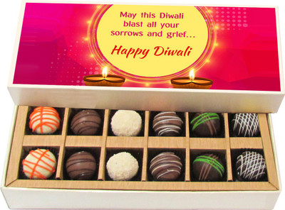 

Chocholik Diwali Sweets - May This Diwali Blast All Your Sorrows And Grief… - White, Dark, Milk Chocolate Truffles - 12pc Truffles(180 g)