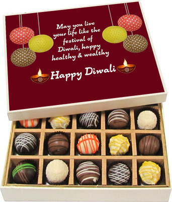 

Chocholik Diwali Gifts -May You Live Your Life Like The Festival Of Diwali - Dark, Milk, White Chocolate Truffles - 20pc Truffles(300 g)