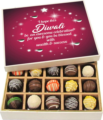 

Chocholik Diwali Sweets - I Hope This Diwali Be An Awesome Celebration - White, Dark, Milk Chocolate Truffles - 20pc Truffles(300 g)