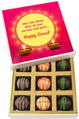 

Chocholik Diwali Sweets - May This Diwali Blast All Your Sorrows And Grief… - White, Dark, Milk Chocolate Truffles - 9pc Truffles(135 g)